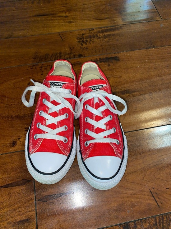 Converse Other - Converse Red and White Low Top Sneakers youth size 1